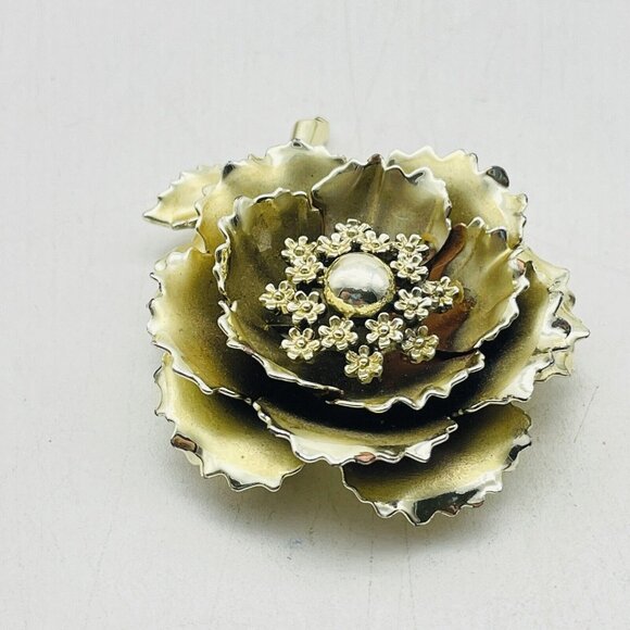 Blooming Flower Pin Gold Tone Nature Garden Trees Flowers Floral Classic - Picture 3 of 6